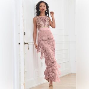 NWT 4 Venus Embroidered Fringed Gown Dress Prom Pageant Military Ball Sexy 20’s